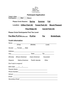 Student Application - First Tee of Baltimore