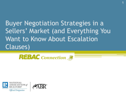 Buyer Negotiation Strategies in a Sellers` Market (and