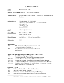 CURRICULUM VITAE 1 Name: Robert N. Emde, M.D. Date and