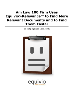 Am Law 100 Firm Uses Equivio>Relevance&trade; to Find More Relevant