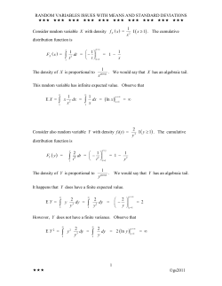 RANDOM VARIABLES ISSUES WITH MEANS AND STANDARD