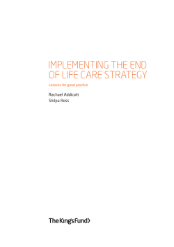 Implementing the End of Life Care Strategy: lessons for good