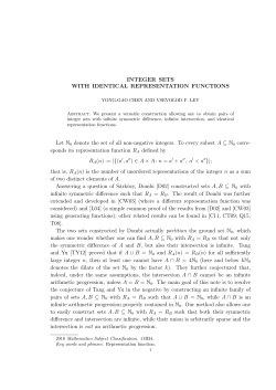 Integer sets with identical representation functions