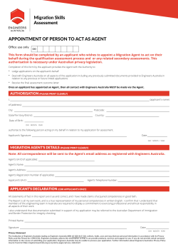 Appointment for a person to act as a Migration Agent