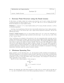 Lecture 13 1 Extreme Point Structure using the Rank Lemma 2
