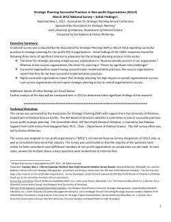 Strategic Planning Successful Practices in Non-profit