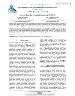 Genetic Algorithm for optimization using MATLAB