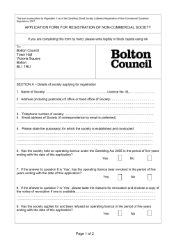 Small society lottery - application for registration