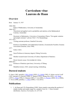 Curriculum vitae Laurens de Haan