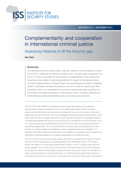 Complementarity and Cooperation in International Criminal Justice