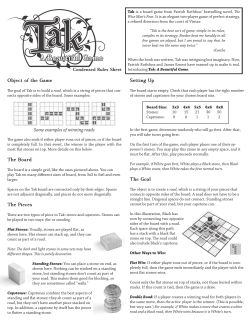 Object of the Game The Board The Pieces Some