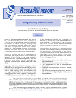 Entrepreneurship and Rural America - Illinois Institute for Rural Affairs