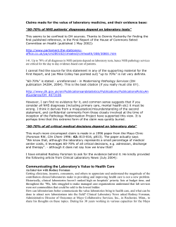 Claims made for the value of laboratory medicine and