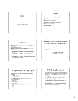 Outline Probability Probability as a Numerical Measure of the