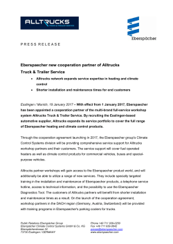 Eberspaecher new cooperation partner of Alltrucks