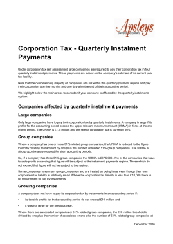 Corporation Tax - Quarterly Instalment Payments