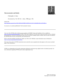 Macroeconomics and Reality Christopher A. Sims Econometrica, Vol