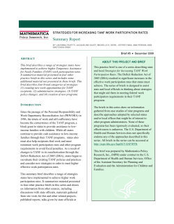 Strategies for Increasing TANF Work Participation Rates: Summary