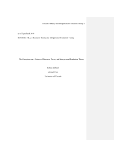 RUNNING HEAD: Resource Theory and