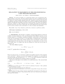 RELAXATION TO EQUILIBRIUM IN THE ONE - RWTH