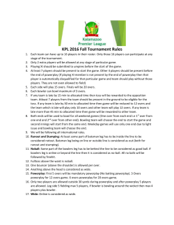 KPL 2016 Fall Tournament Rules