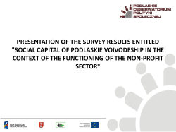 "SOCIAL CAPITAL OF PODLASKIE VOIVODESHIP IN THE