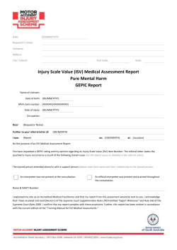 Pure Mental Harm, GEPIC report - The Motor Accident Injury