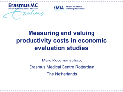 Measuring and valuing productivity costs in economic