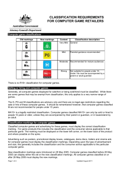 Computer game classifications