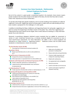 Common Core State Standards - Mathematics Content Emphases