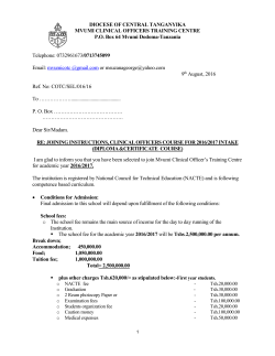 re: joining instructions, clinical officers course for 2016/2017