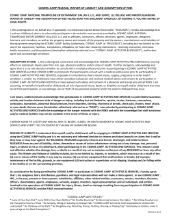 cosmic jump release, waiver of liability and assumption of risk