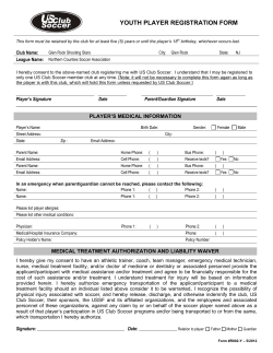 R002-Y - Youth Player Registration Form