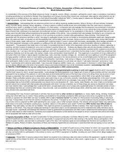Participant Release of Liability, Waiver of Claims, Assumption of