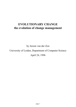 EVOLUTIONARY CHANGE the evolution of change