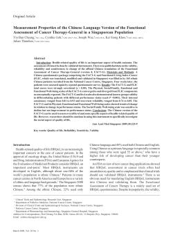 Measurement Properties of the Chinese Language Version of the