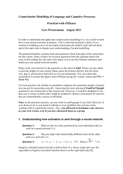 Computational Models of Cognitive Processes Practical 1
