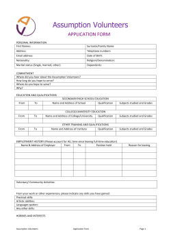 Application Form - Assumption Volunteers