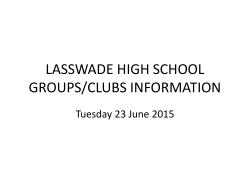 LASSWADE HIGH SCHOOL GROUPS/CLUBS INFORMATION