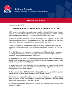 Fintech hub to make NSW a global player