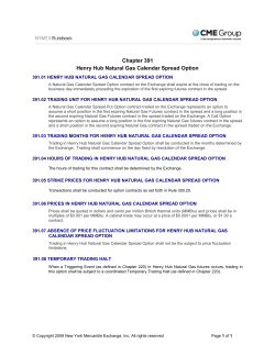 Chapter 391 Henry Hub Natural Gas Calendar Spread