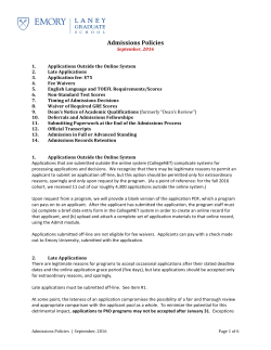 Laney Graduate School Admissions Policies