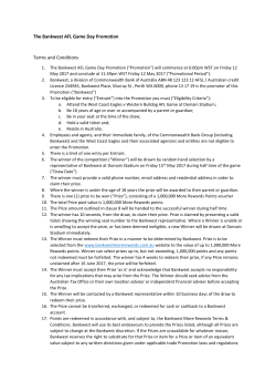 The Bankwest AFL Game Day Promotion Terms and Conditions