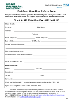 lifestyle link referral form - Walsall Healthcare NHS Trust