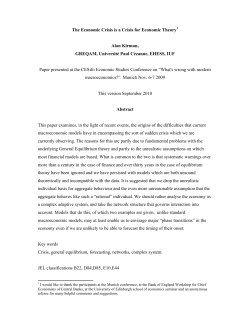 The Economic Crisis is a Crisis for Economic Theory1 Alan Kirman