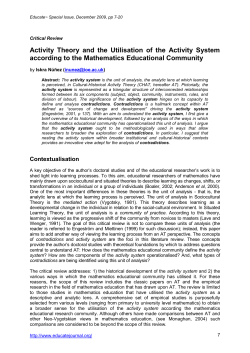 Activity Theory and the Utilisation of the Activity System according to