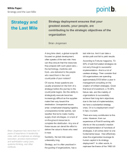 Strategy and the Last Mile