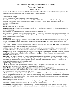 April Minutes - Williamson Pultneyville Historical Society