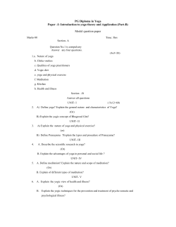 PG Diploma in Yoga Paper &ndash;I: Introduction to yoga theory and