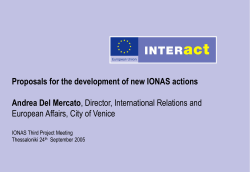 Proposals for the development of new IONAS actions